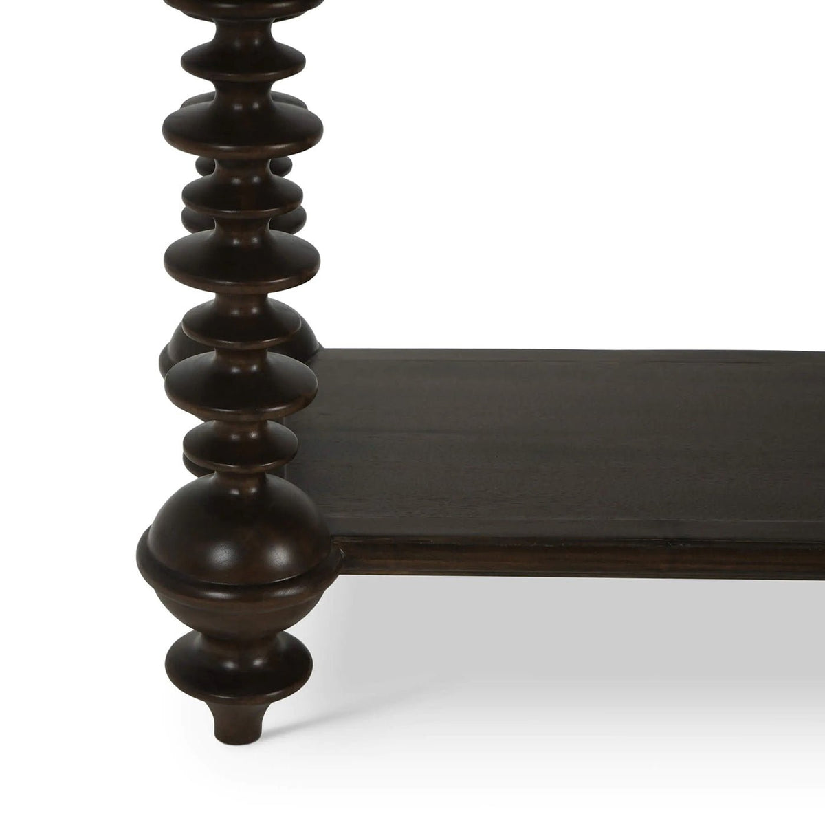 Bobbin Leg Console Table in Dark Walnut Finish - English Georgian America