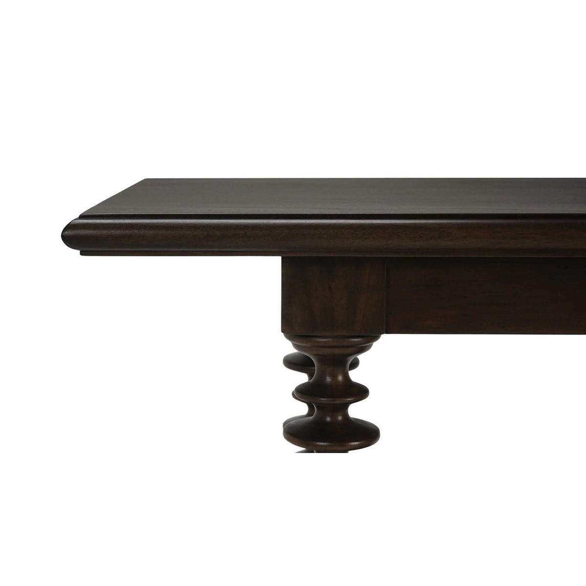 Bobbin Leg Console Table in Dark Walnut Finish - English Georgian America