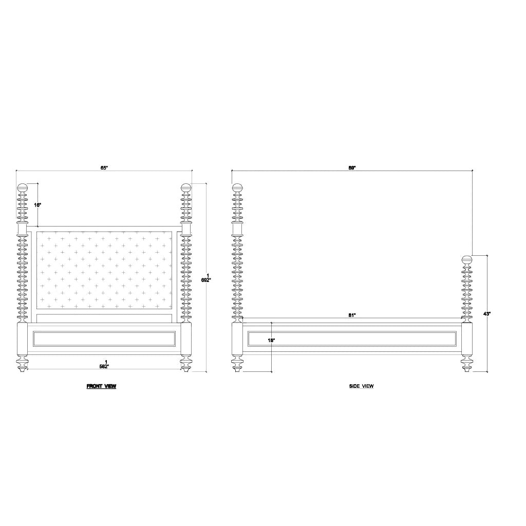 Bobbin Post Queen Bed in Fruitwood Finish - English Georgian America