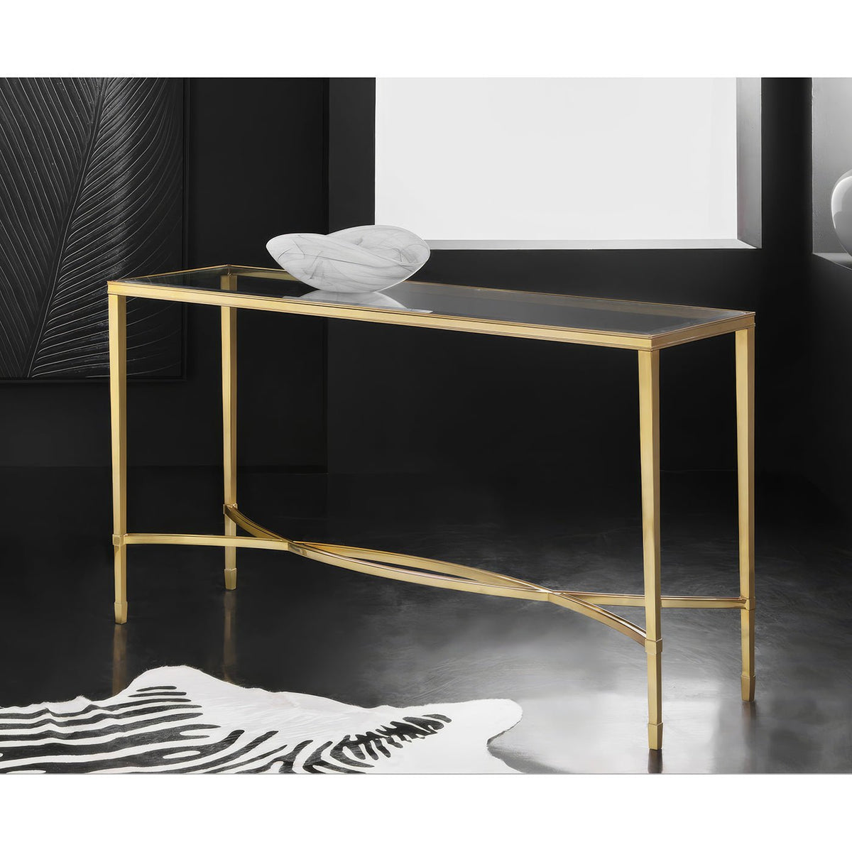 Brass Mid Century Console Table - English Georgian America