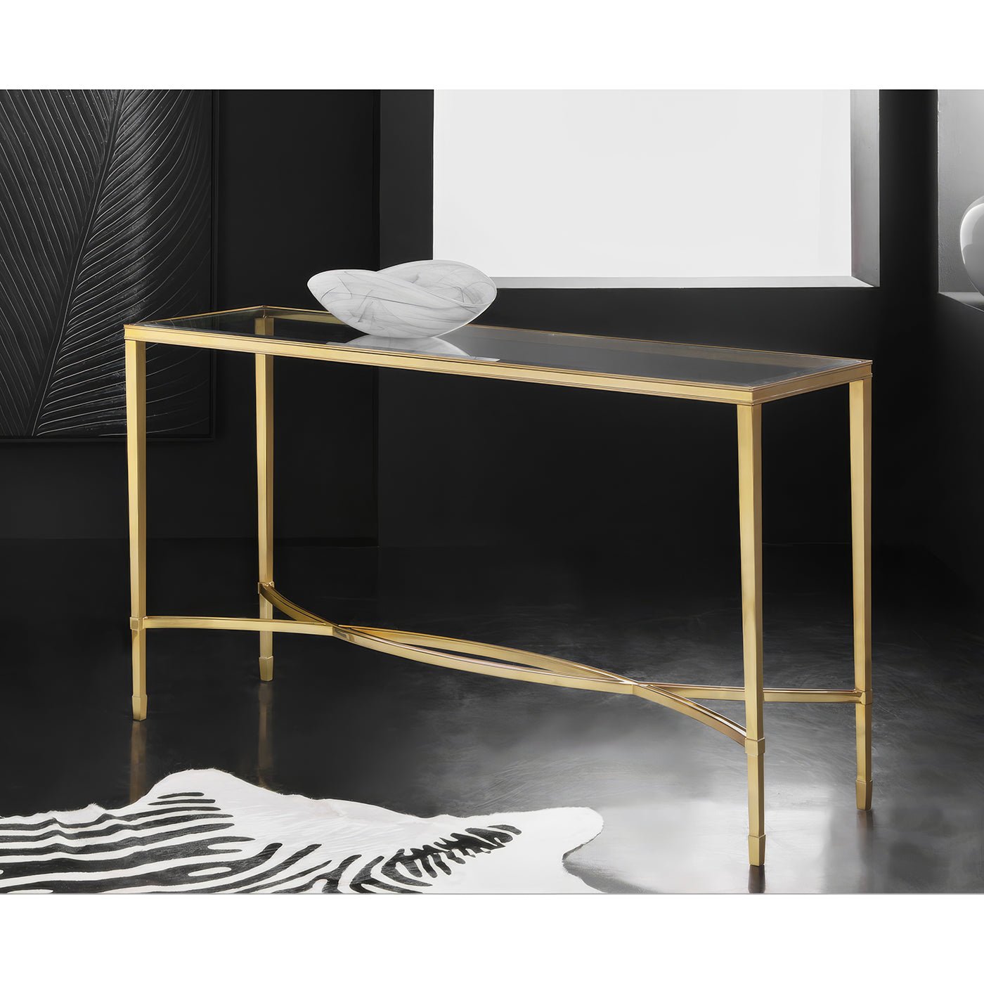 Brass Mid Century Console Table - English Georgian America