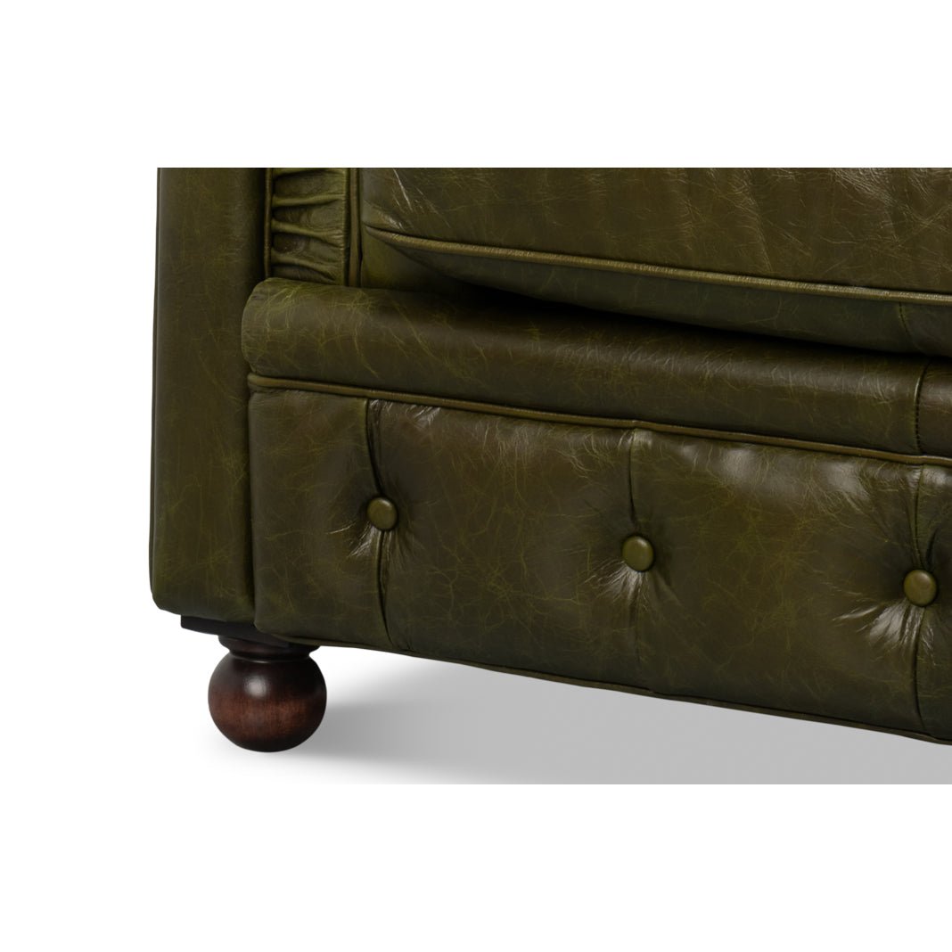 British Green Chesterfield Armchair - English Georgian America