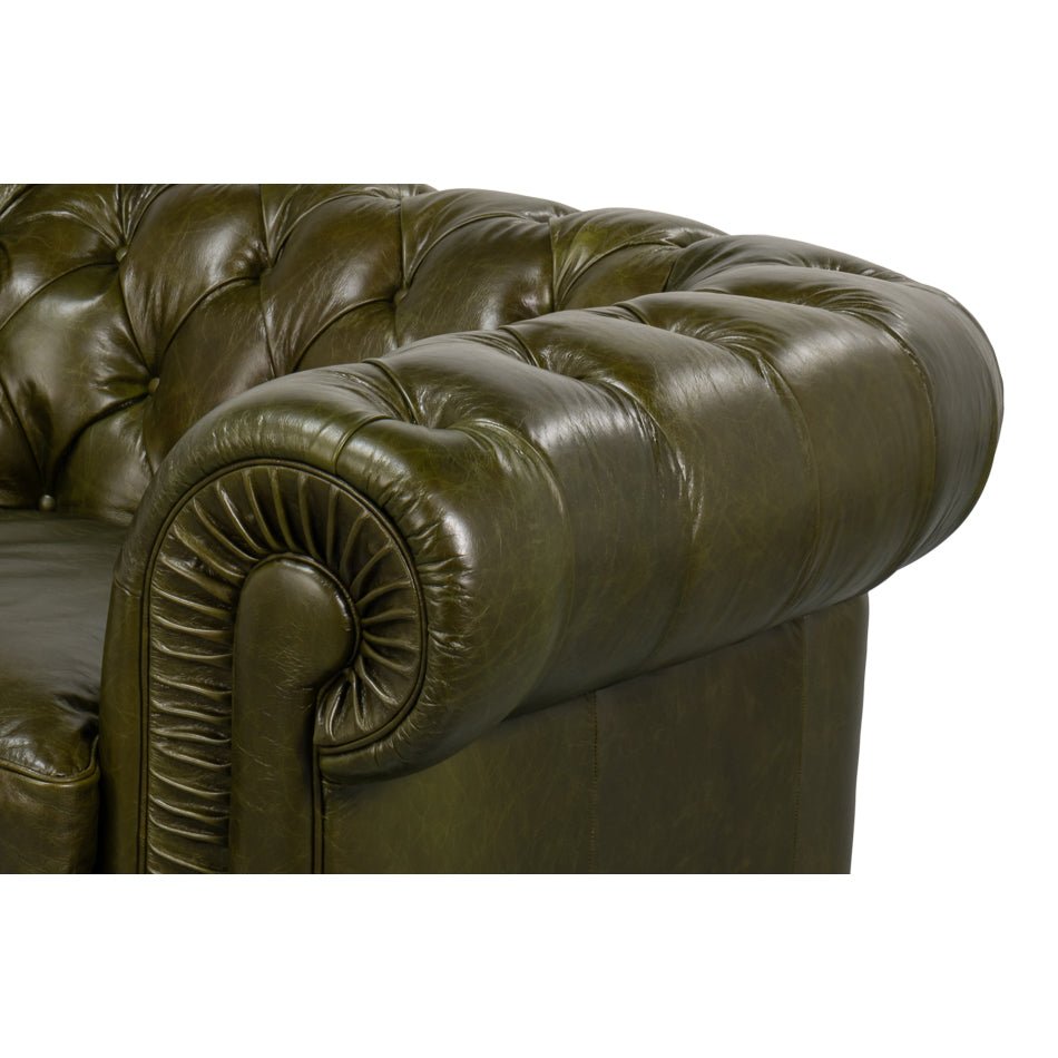 British Green Chesterfield Armchair - English Georgian America