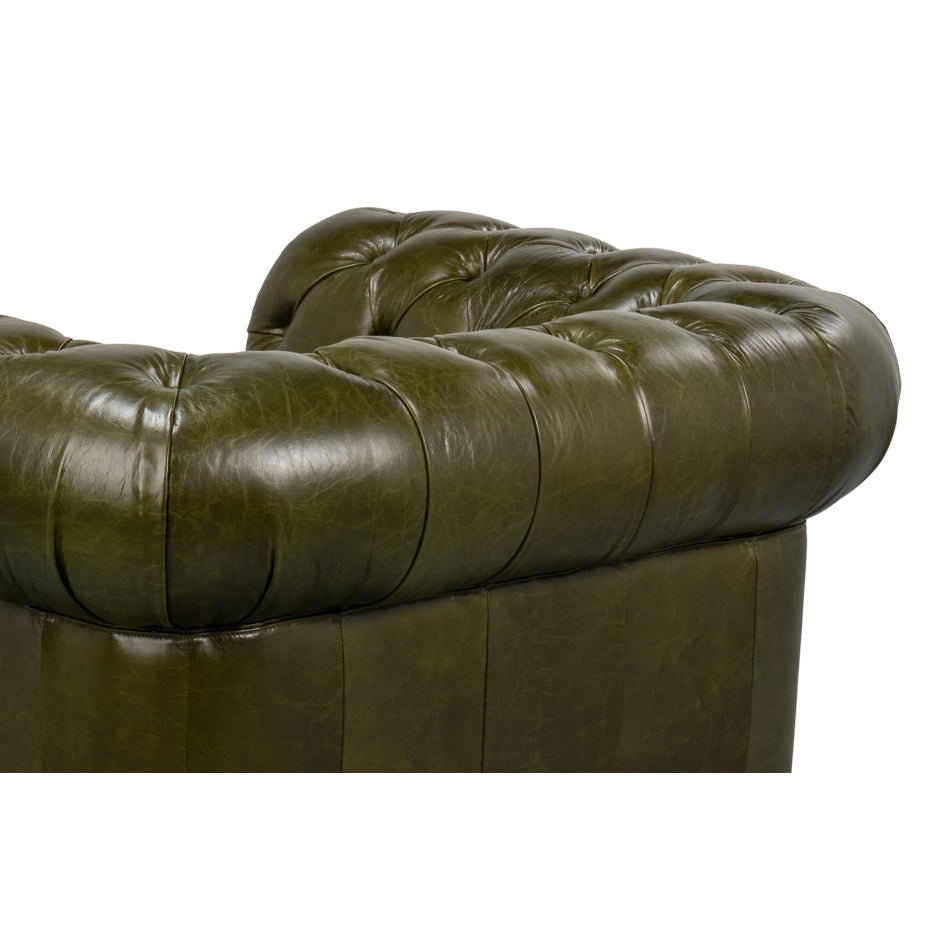 British Green Chesterfield Armchair - English Georgian America