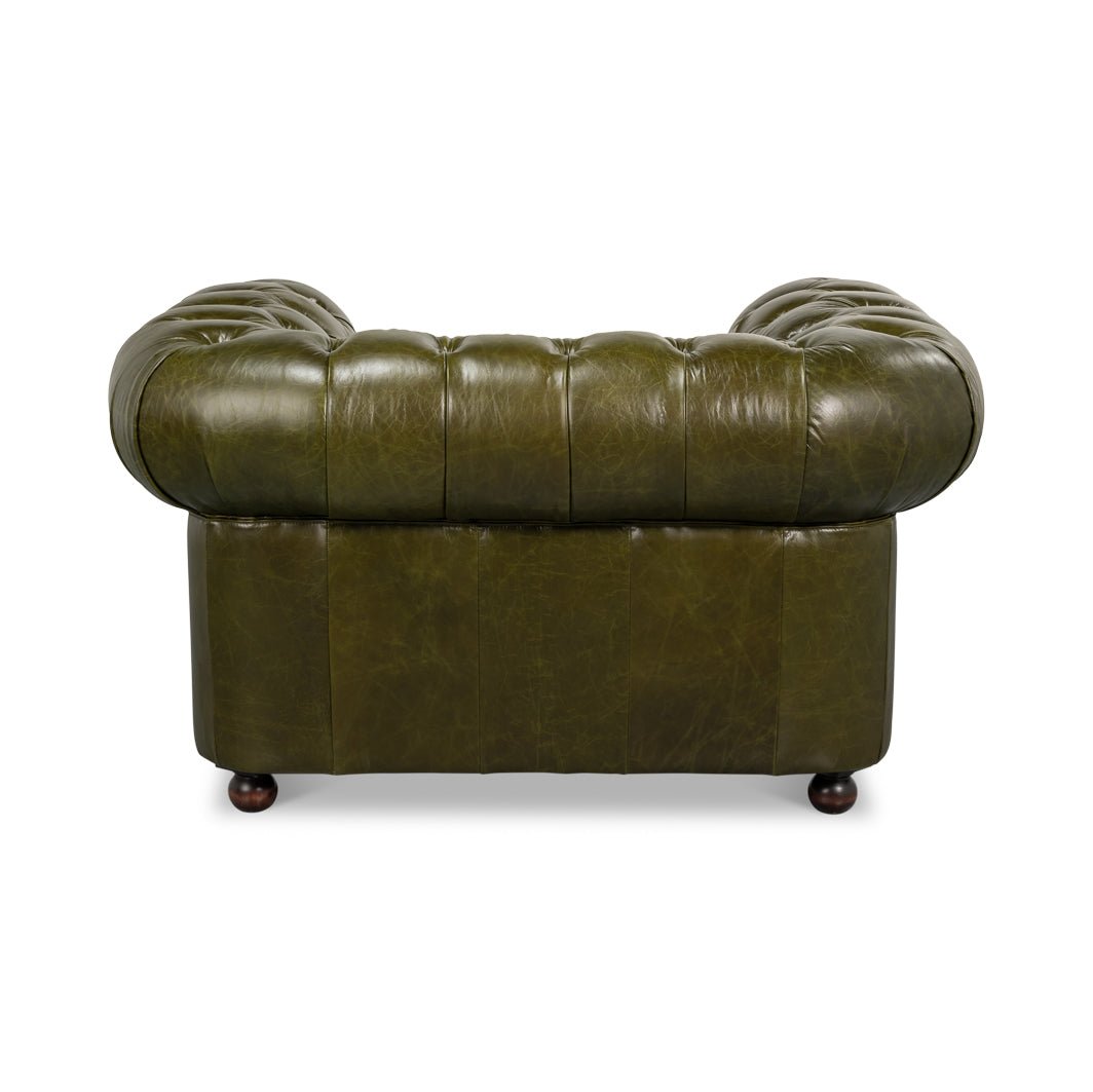British Green Chesterfield Armchair - English Georgian America