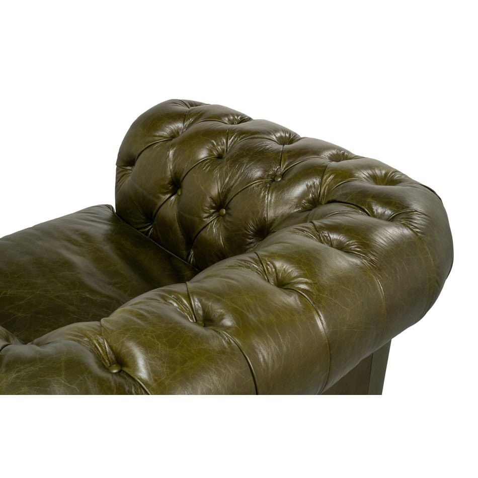 British Green Chesterfield Armchair - English Georgian America