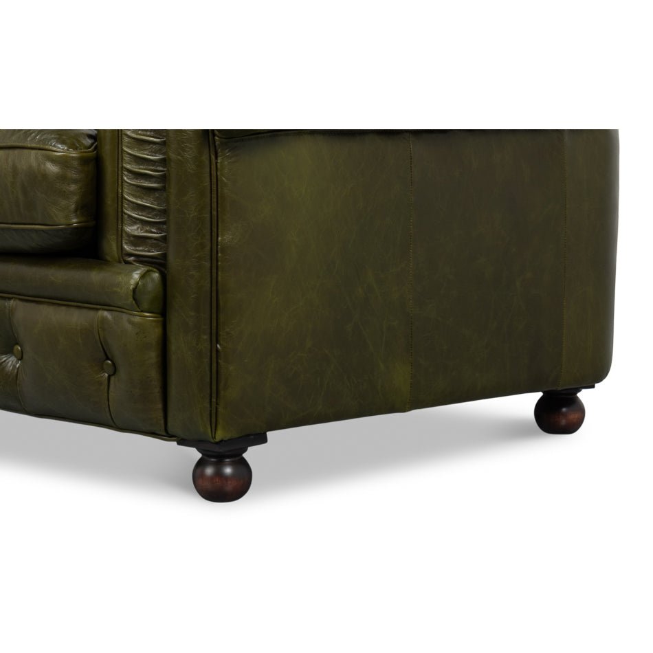 British Green Chesterfield Armchair - English Georgian America