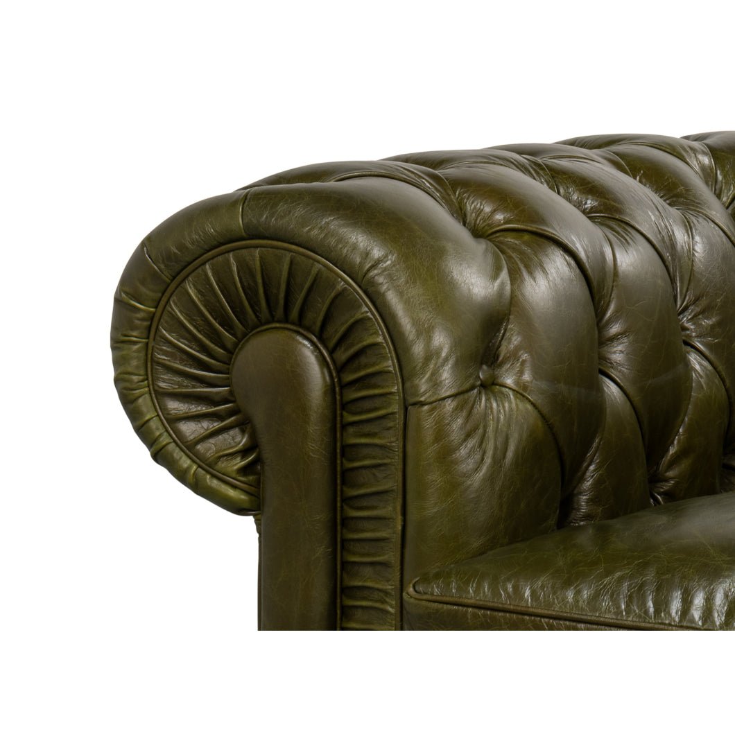 British Green Chesterfield Armchair - English Georgian America