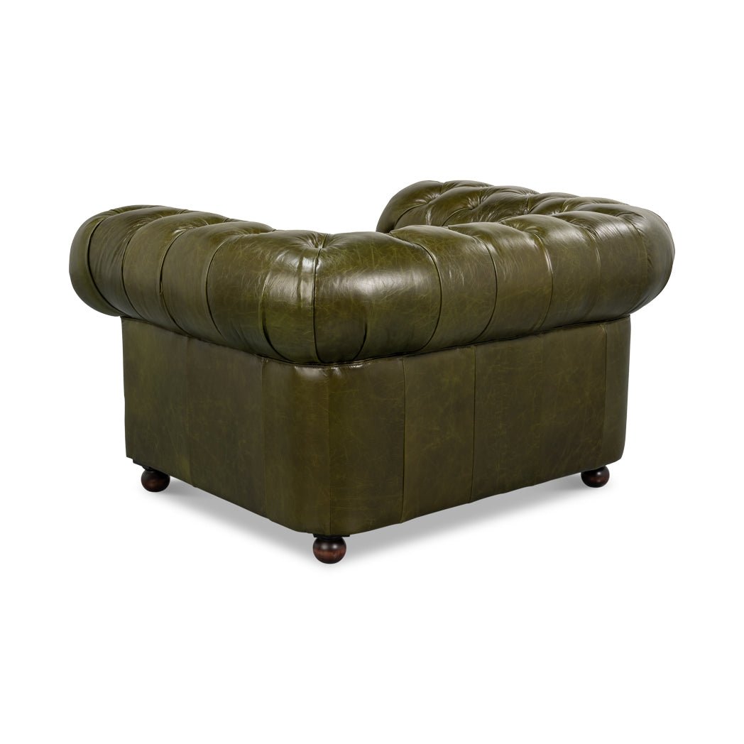 British Green Chesterfield Armchair - English Georgian America
