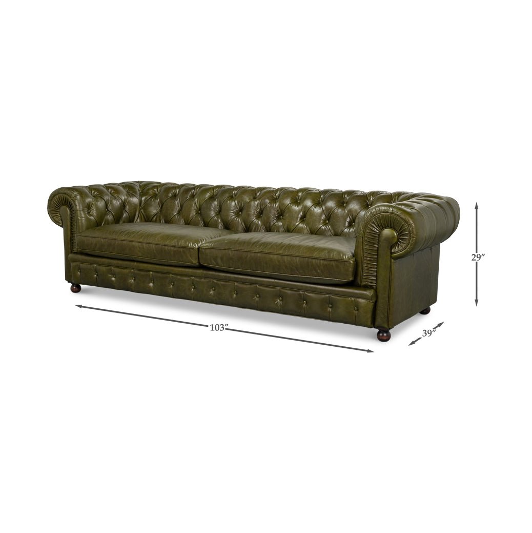 British Green Chesterfield Sofa - English Georgian America