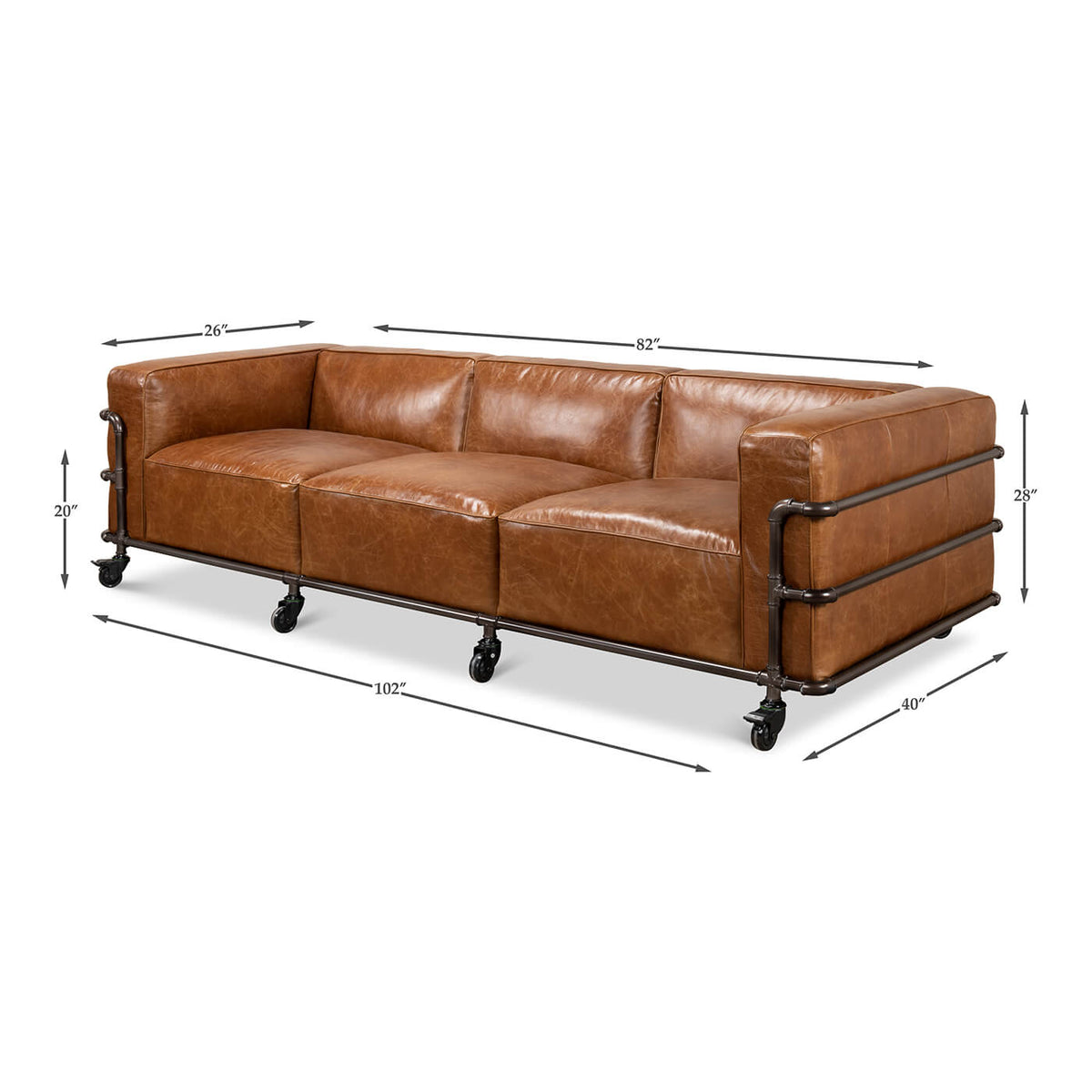 British Industrial Leather Sofa - English Georgian America