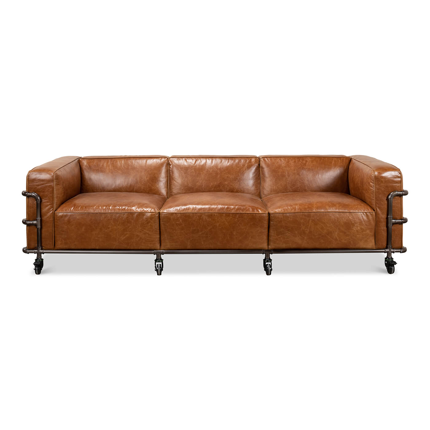 British Industrial Leather Sofa - English Georgian America