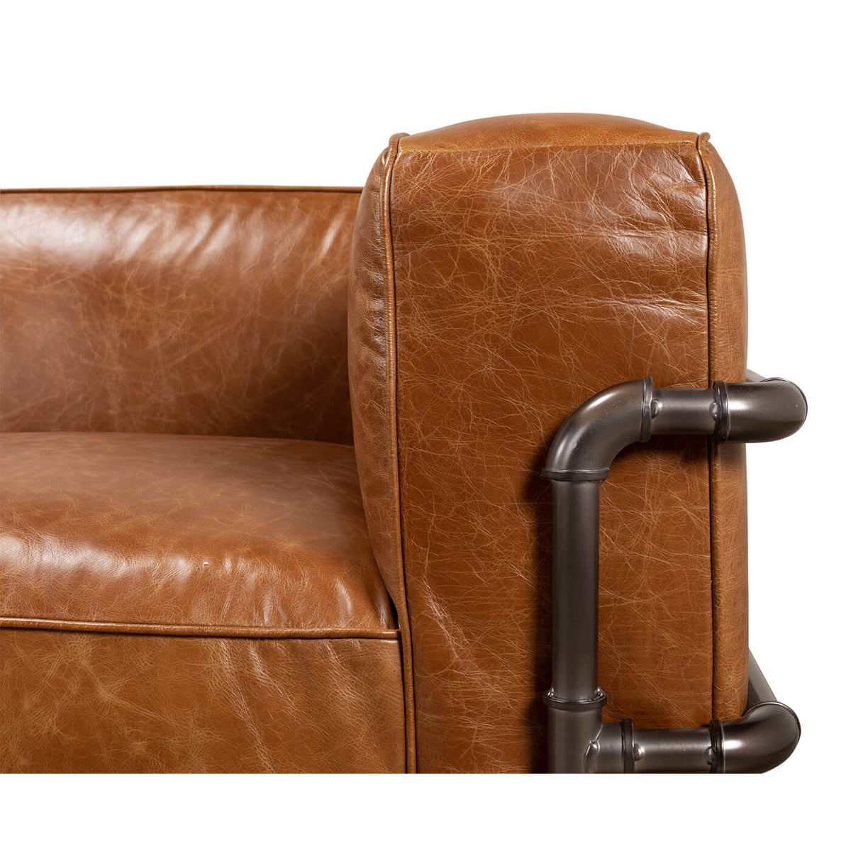 British Industrial Leather Sofa - English Georgian America