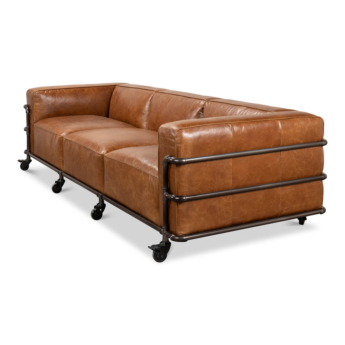 British Industrial Leather Sofa - English Georgian America