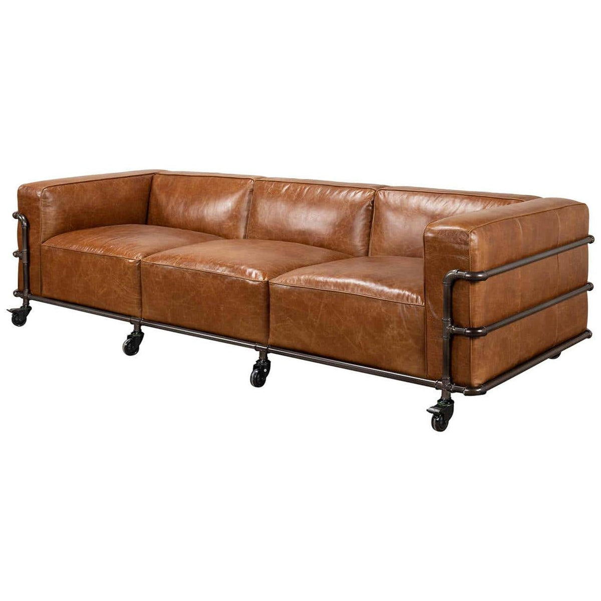 British Industrial Leather Sofa - English Georgian America