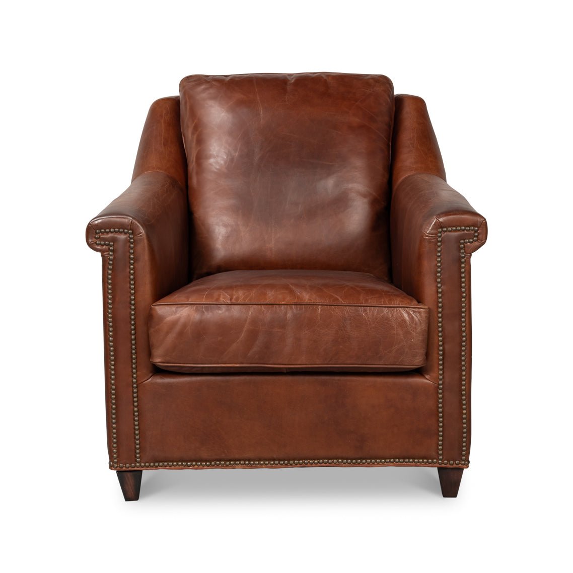 Brown Leather Accent Chair - English Georgian America