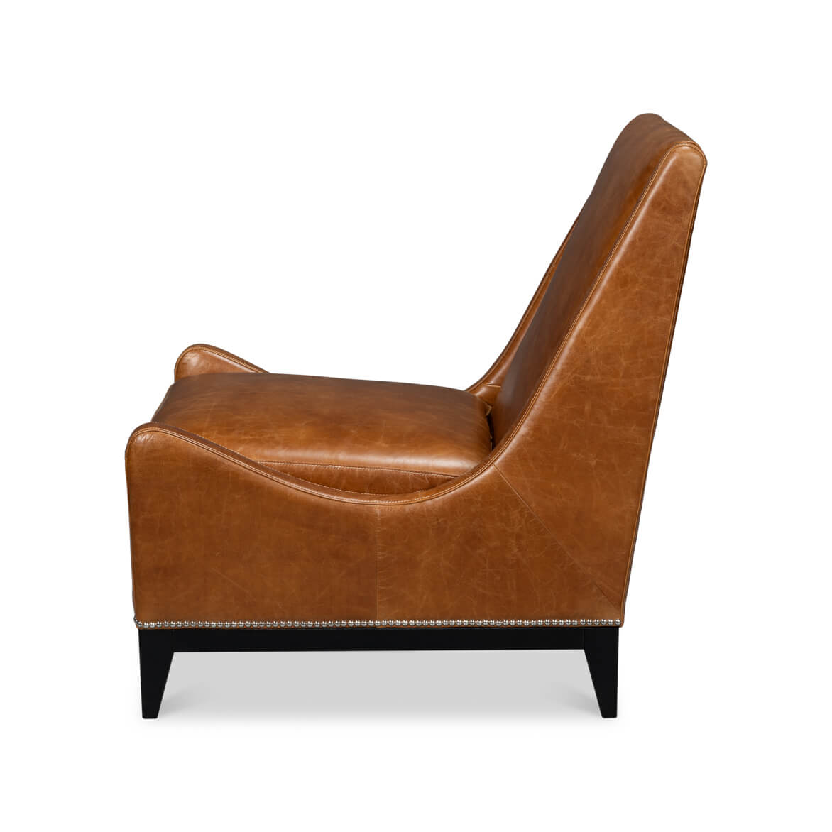 Brown Leather Accent Chair - English Georgian America