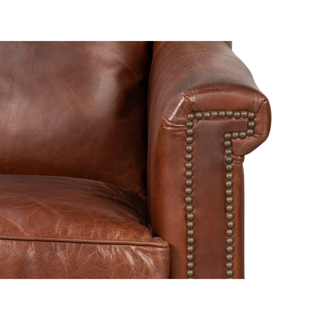 Brown Leather Accent Chair - English Georgian America