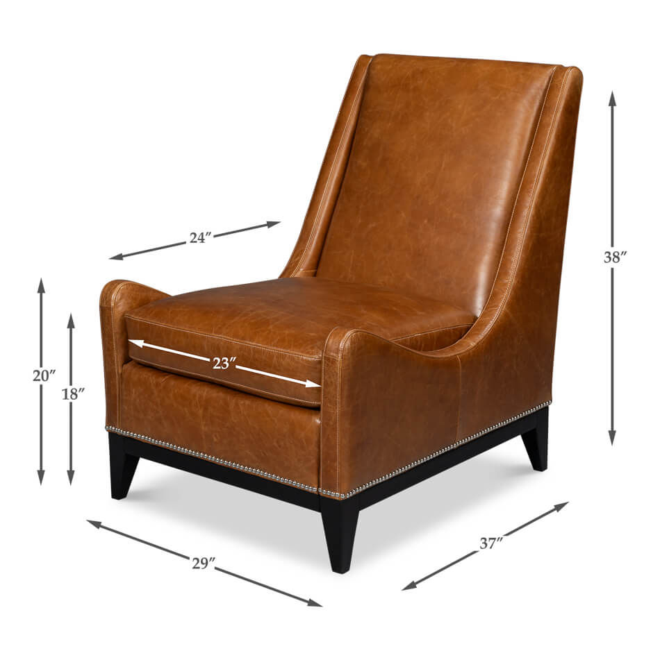 Brown Leather Accent Chair - English Georgian America