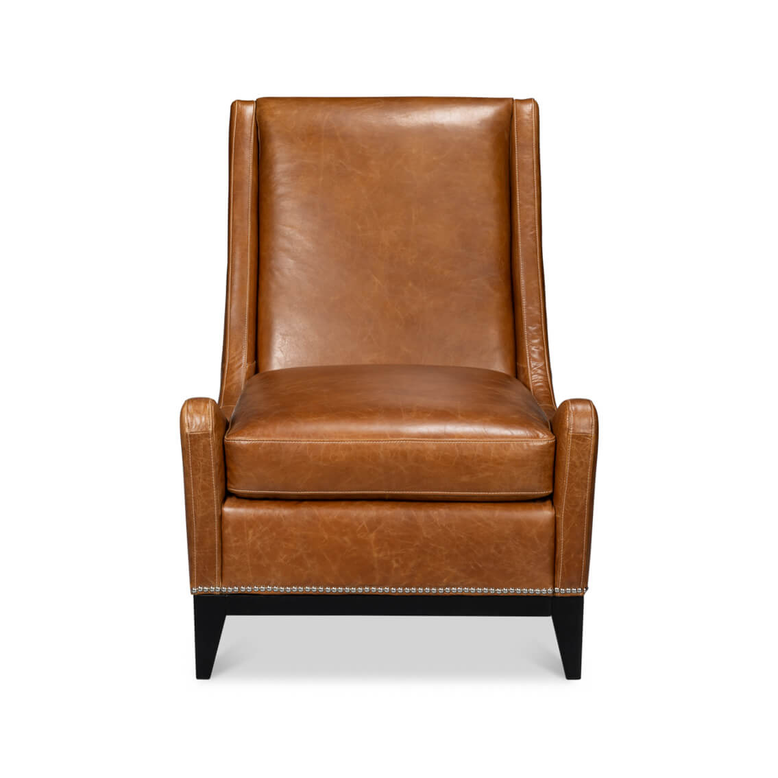 Brown Leather Accent Chair - English Georgian America