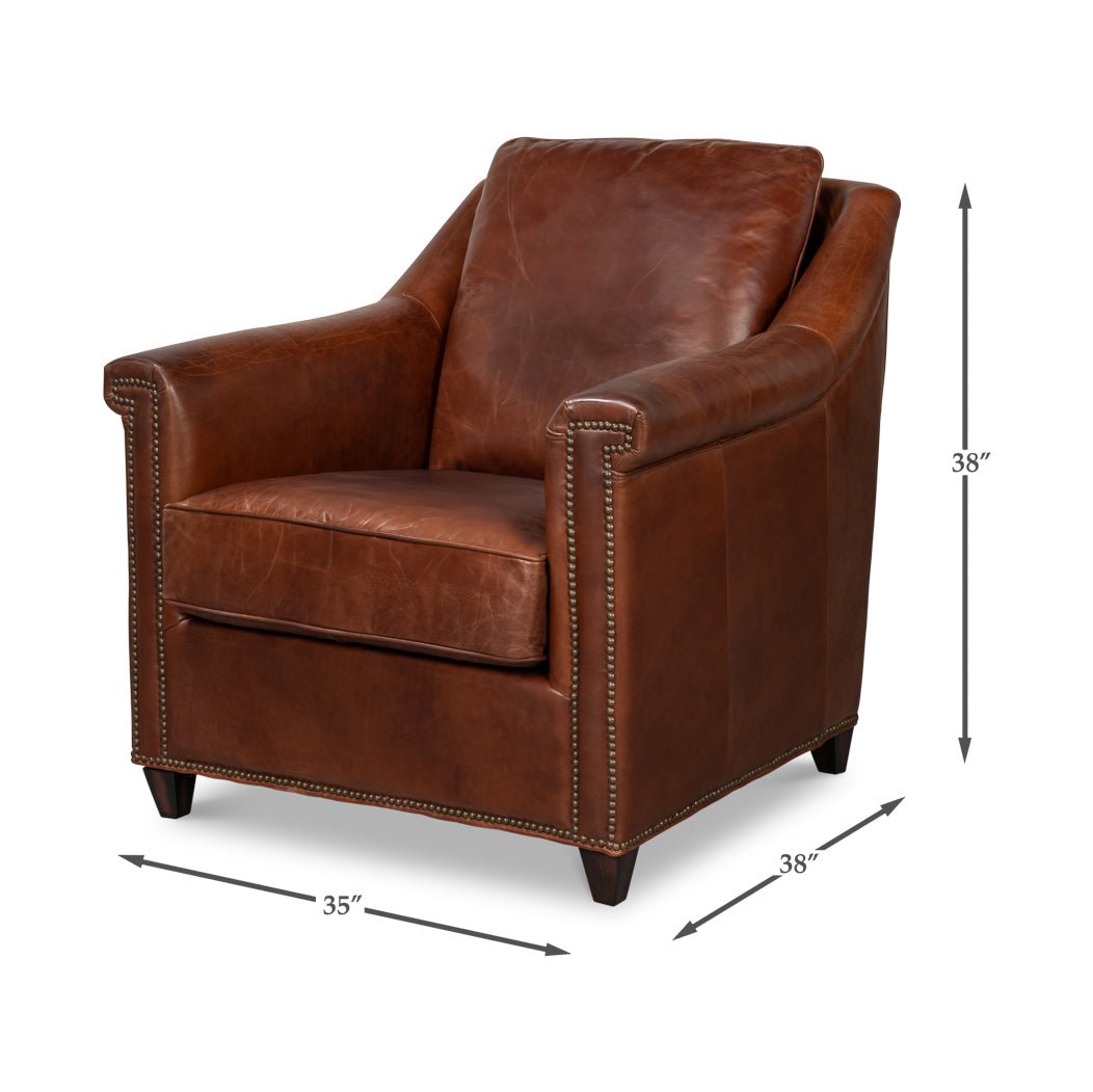 Brown Leather Accent Chair - English Georgian America