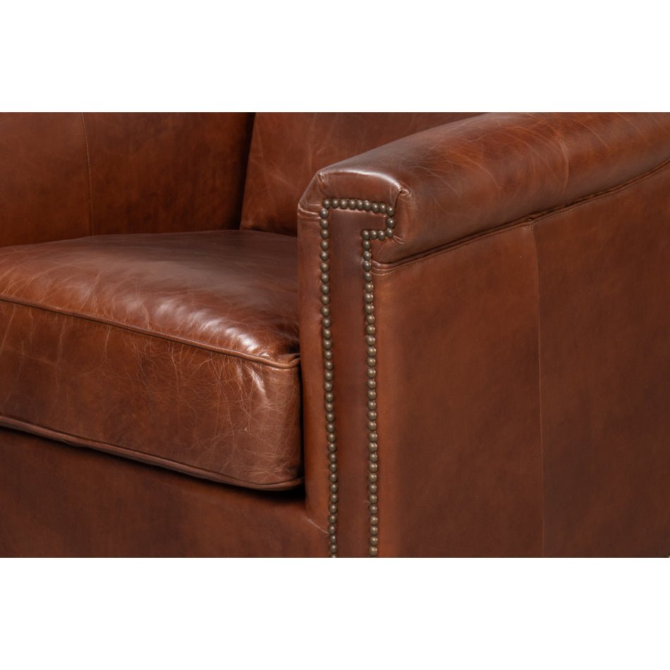 Brown Leather Accent Chair - English Georgian America