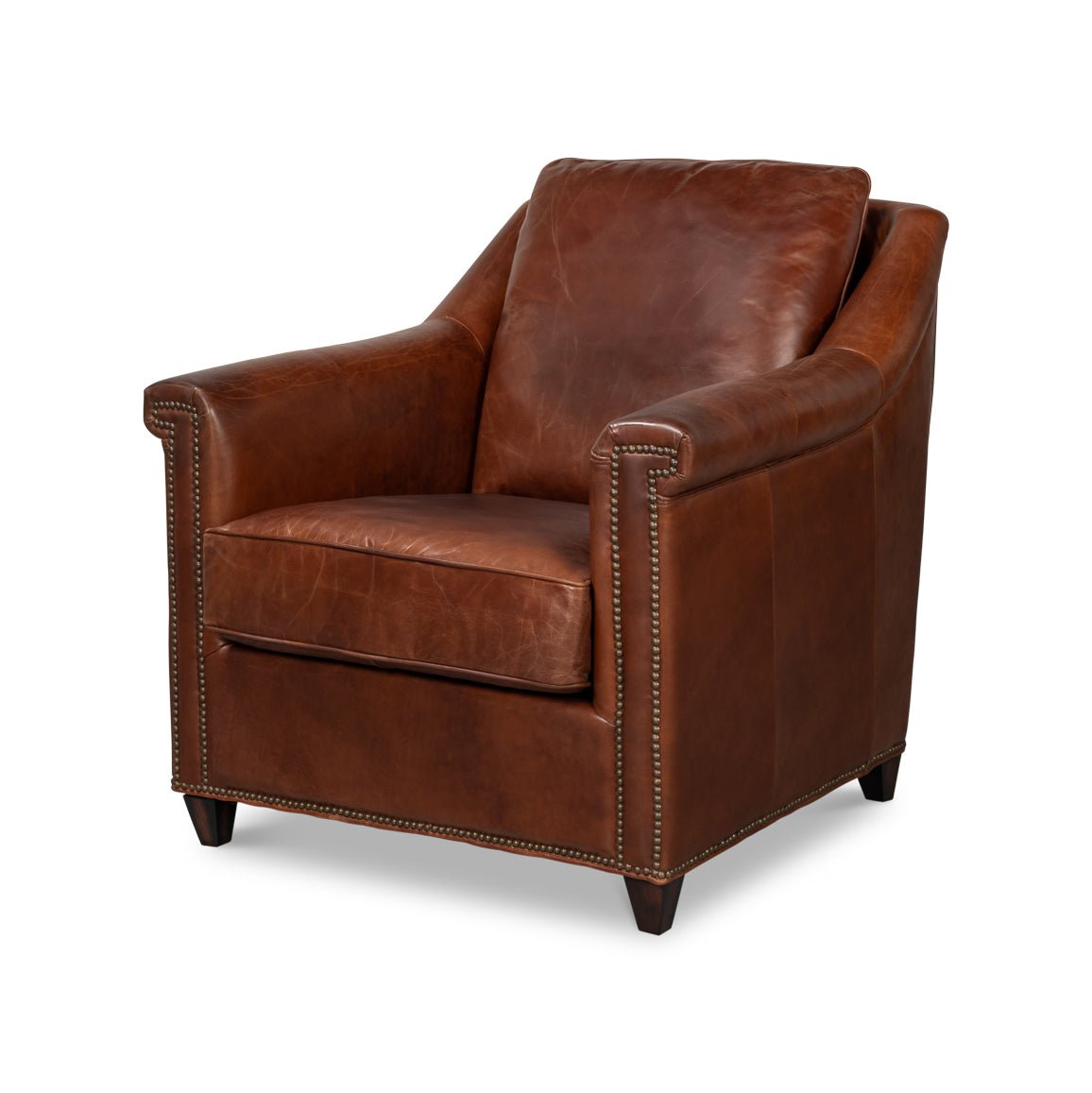 Brown Leather Accent Chair - English Georgian America