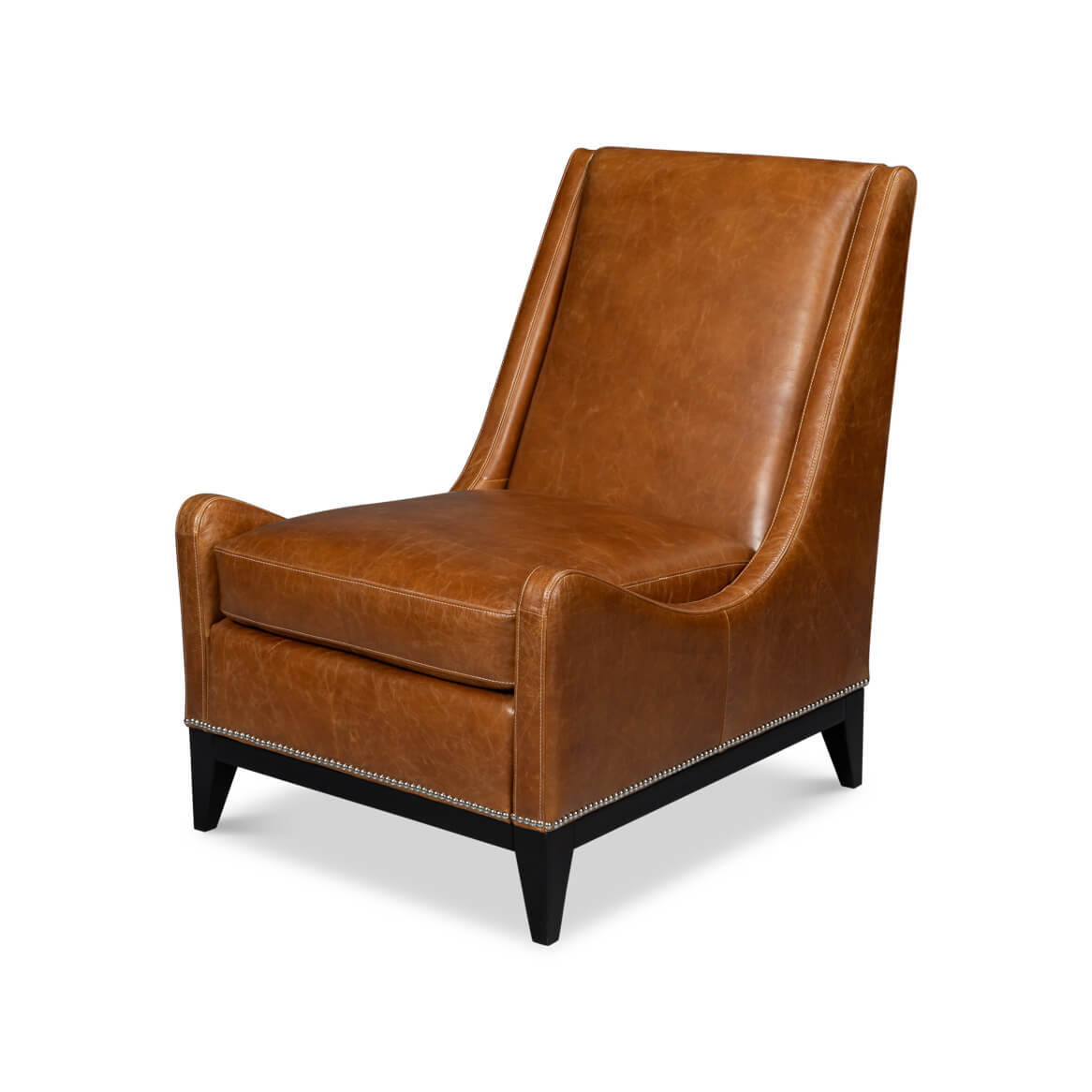 Brown Leather Accent Chair - English Georgian America