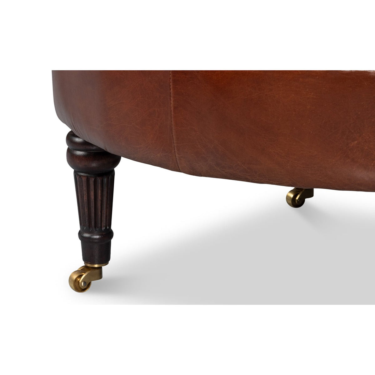 Brown Leather Barrel Back Chair - English Georgian America