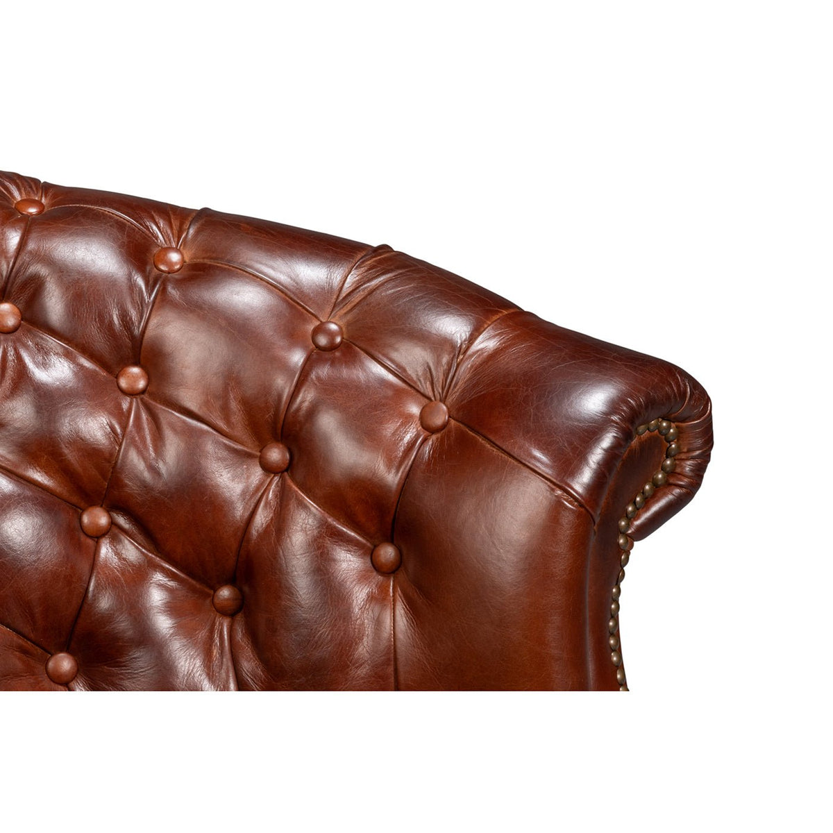 Brown Leather Barrel Back Chair - English Georgian America