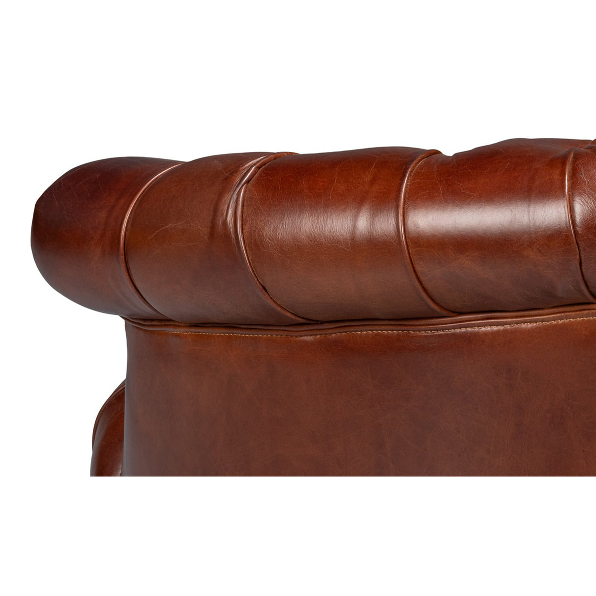 Brown Leather Barrel Back Chair - English Georgian America
