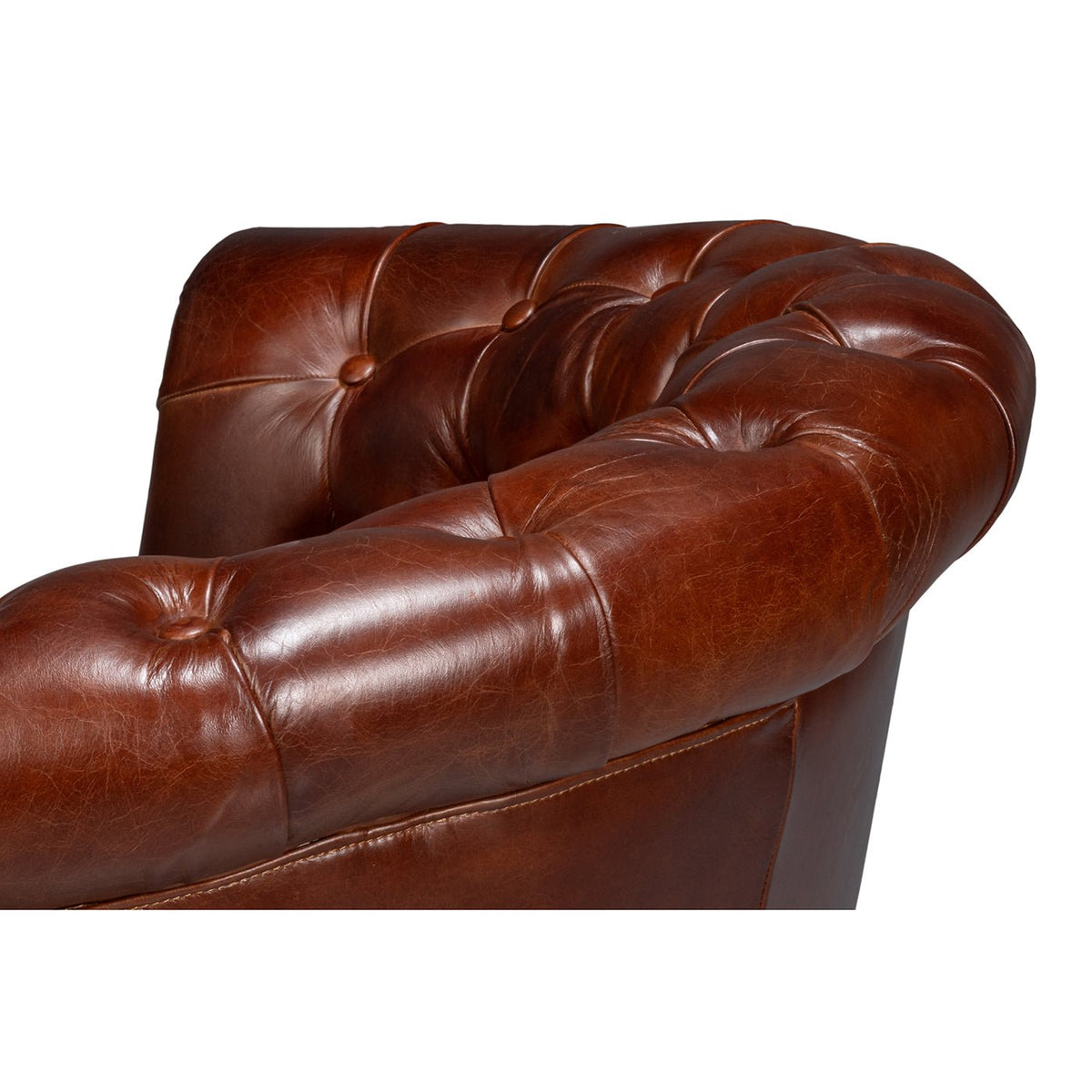 Brown Leather Barrel Back Chair - English Georgian America