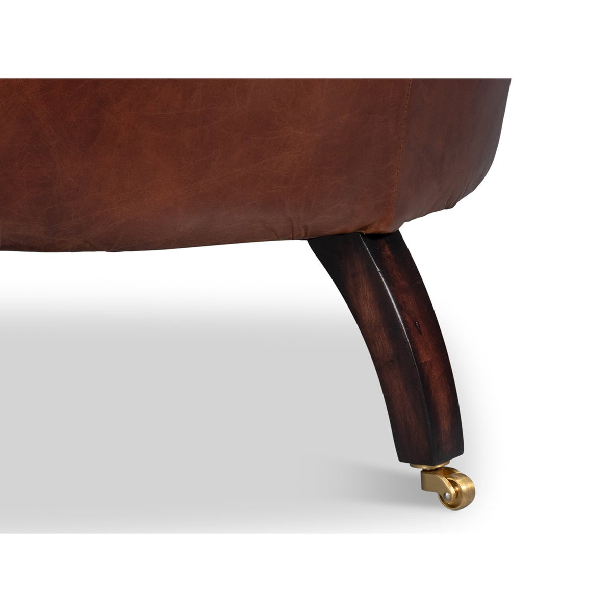 Brown Leather Barrel Back Chair - English Georgian America