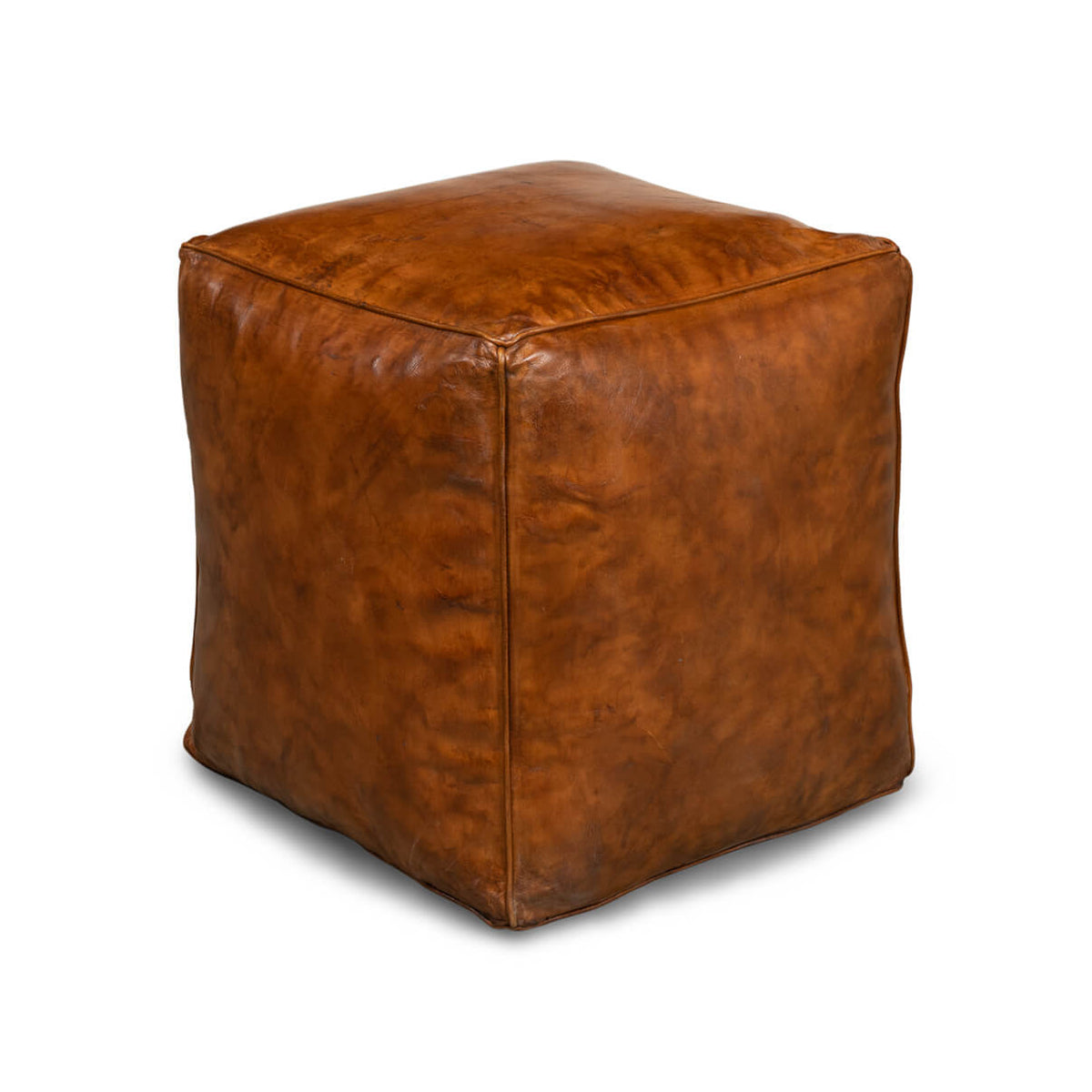 Brown Leather Cube - English Georgian America