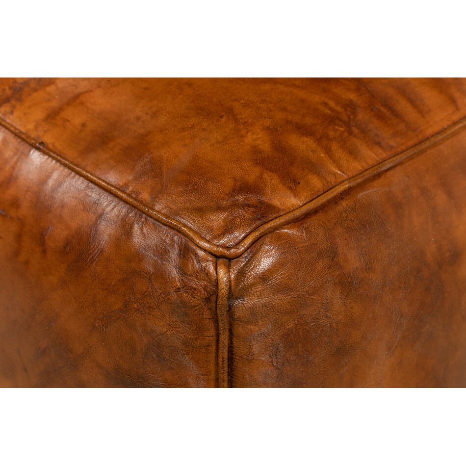 Brown Leather Cube - English Georgian America