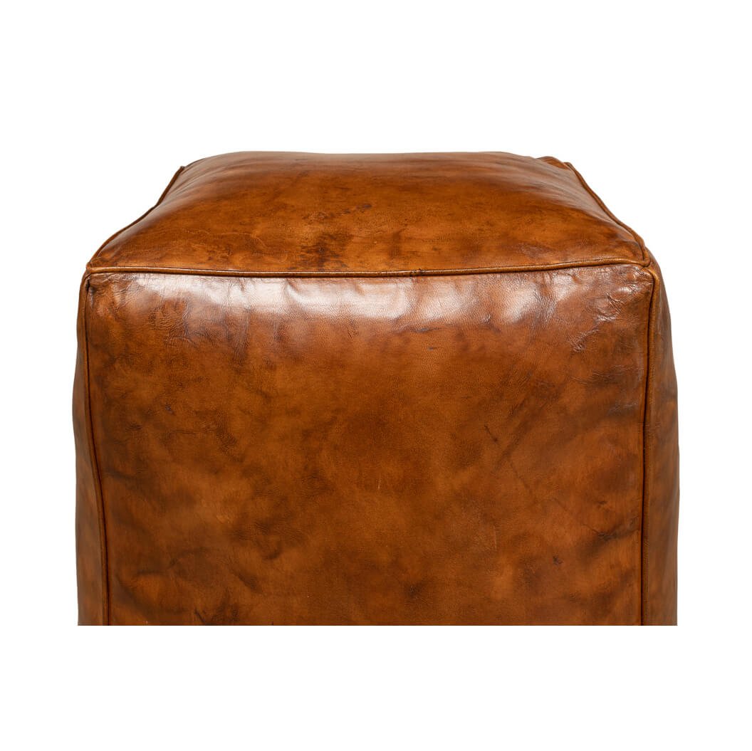 Brown Leather Cube - English Georgian America