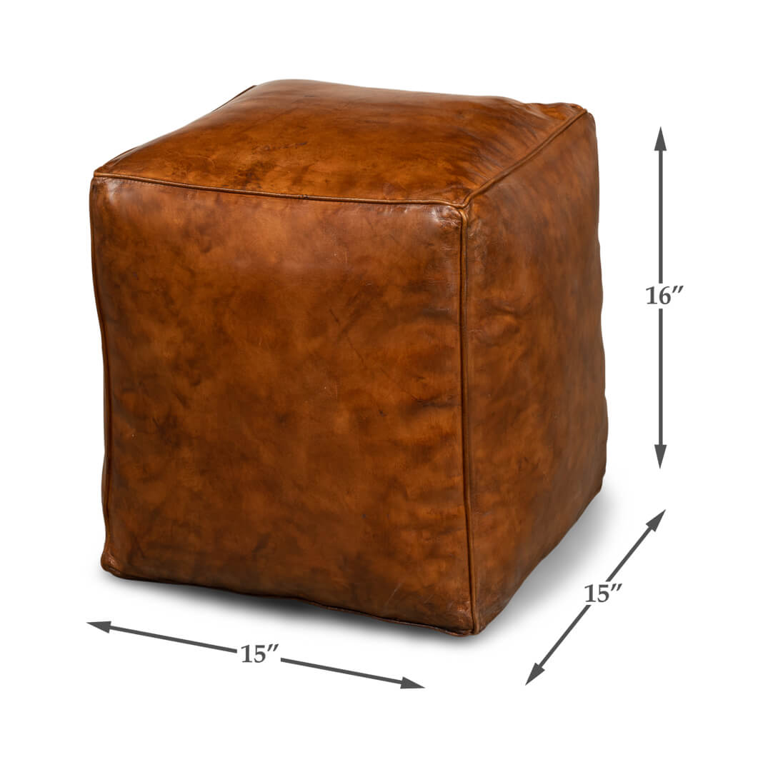 Brown Leather Cube - English Georgian America