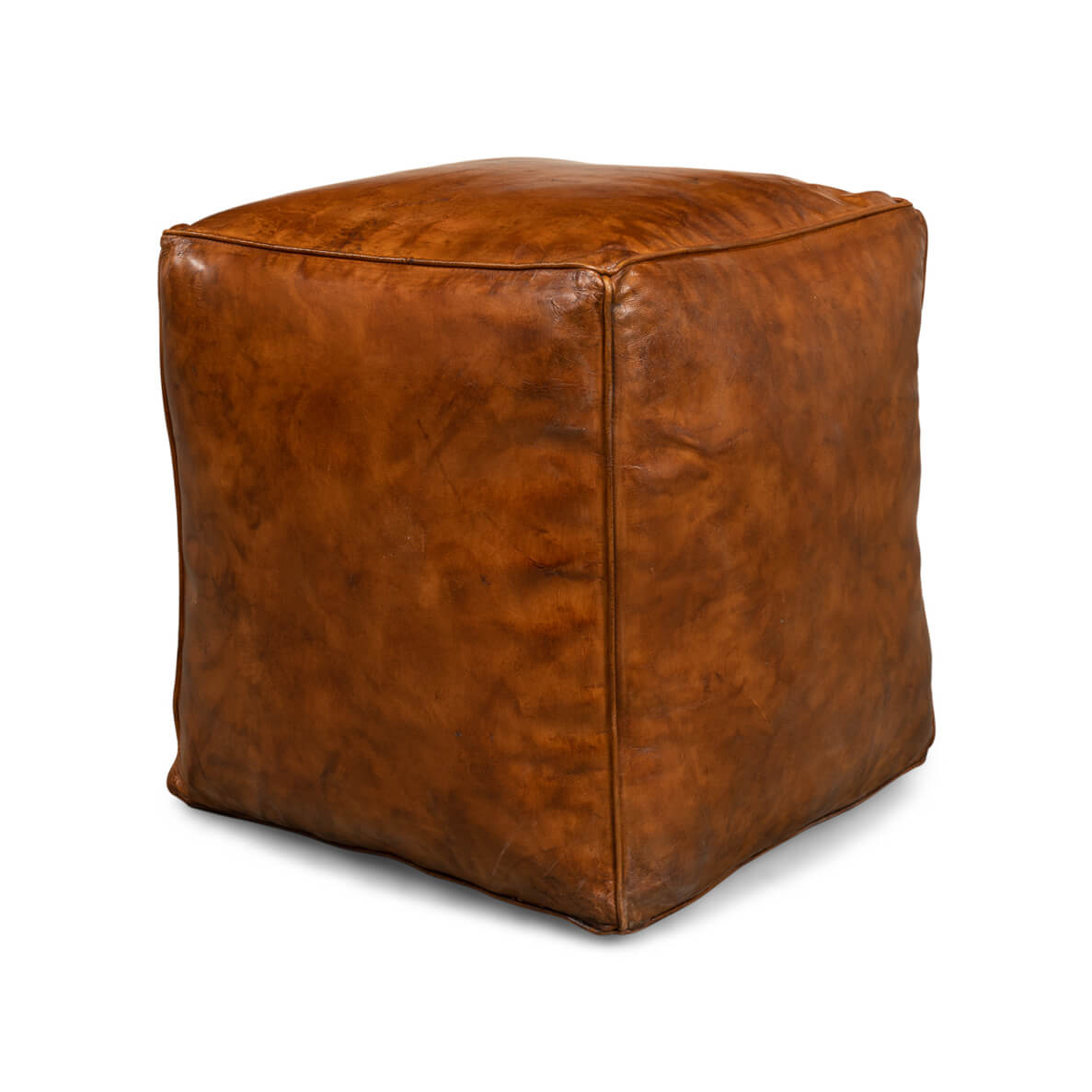 Brown Leather Cube - English Georgian America