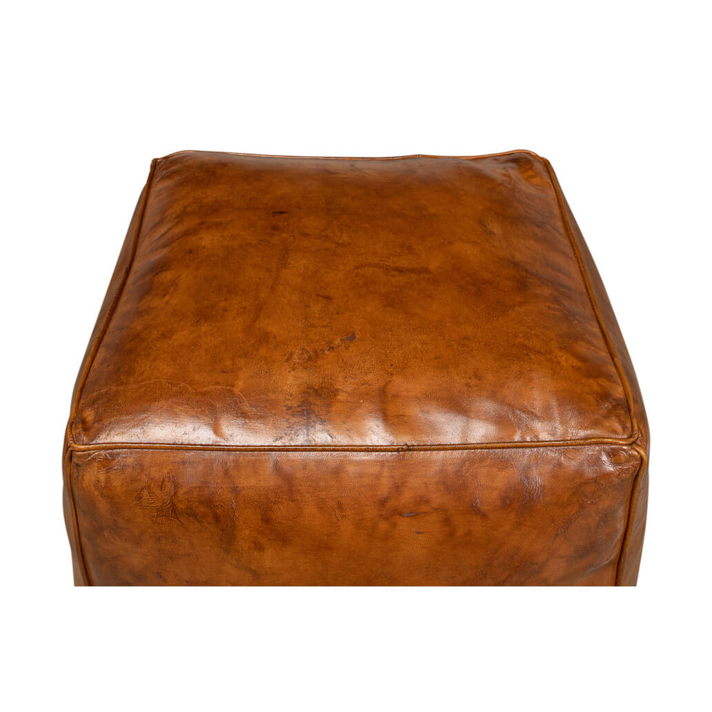 Brown Leather Cube - English Georgian America