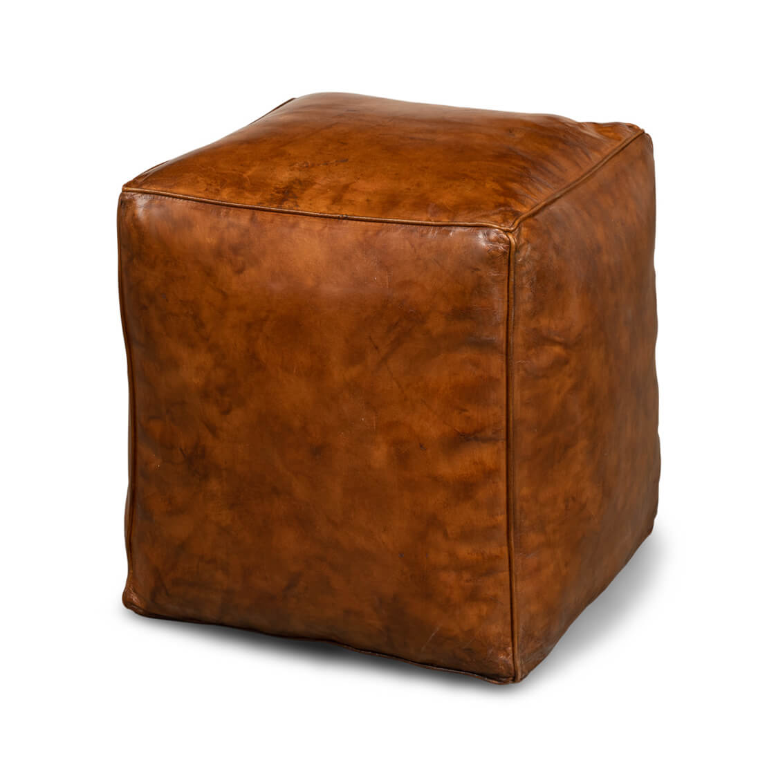 Brown Leather Cube - English Georgian America