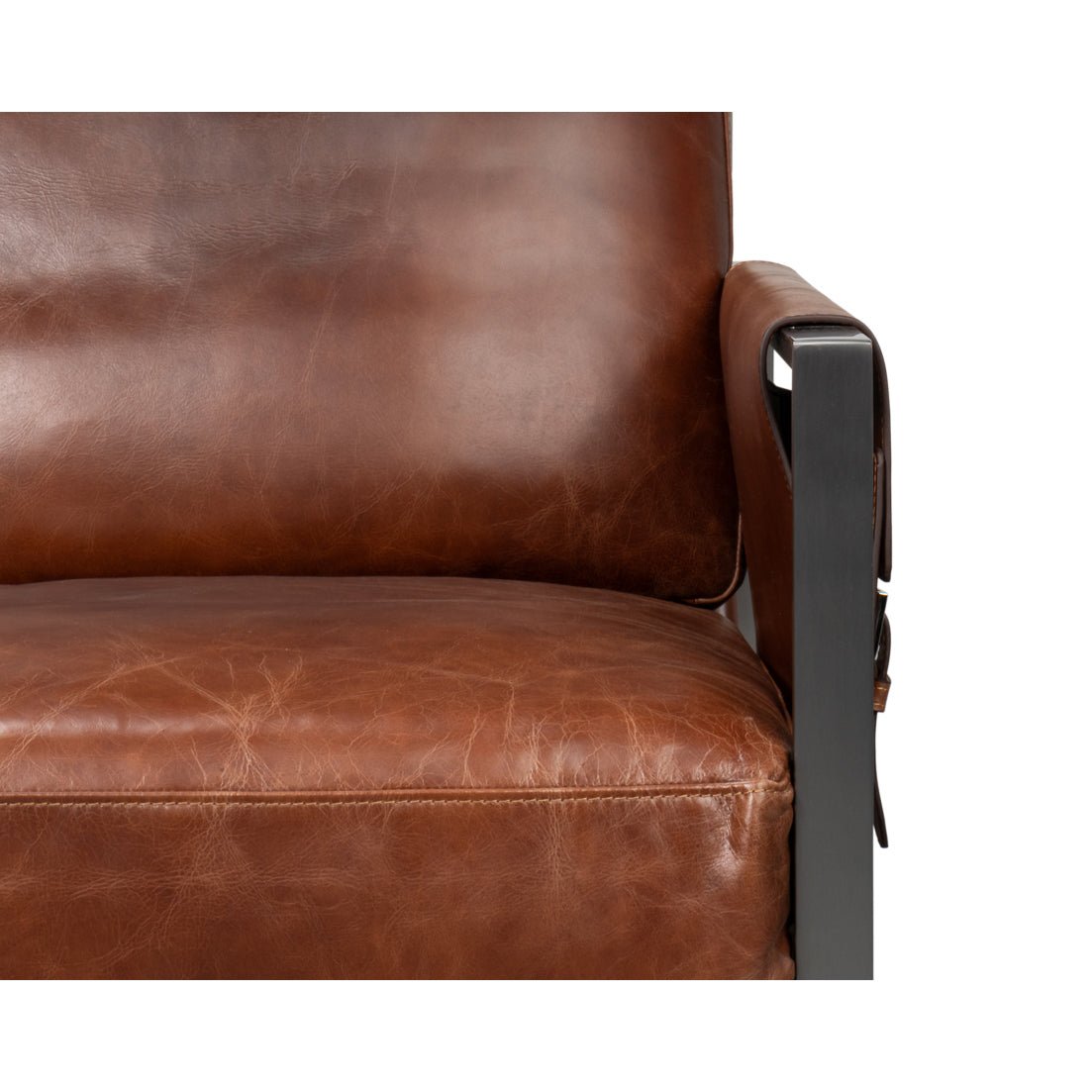 Brown Leather Sling Accent Chair - English Georgian America