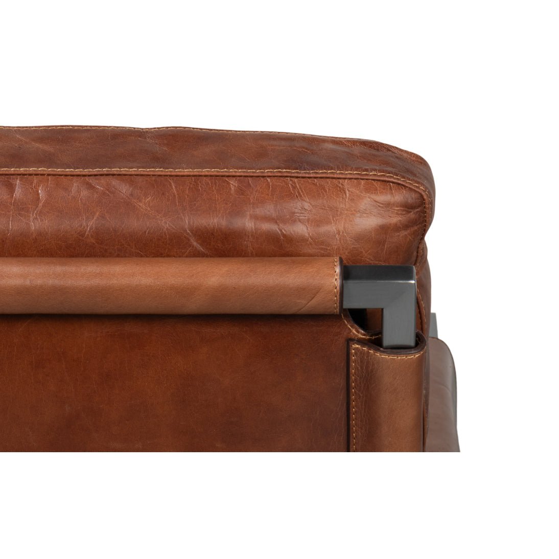 Brown Leather Sling Accent Chair - English Georgian America