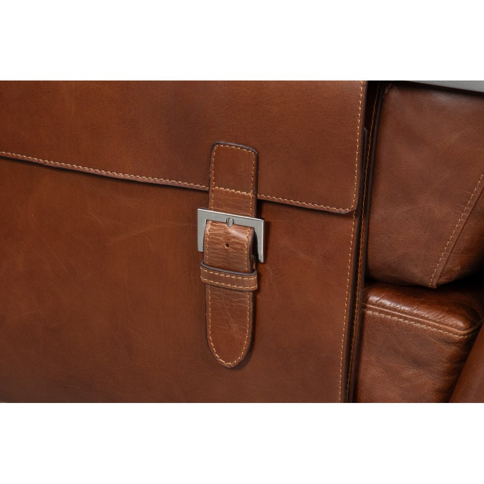 Brown Leather Sling Accent Chair - English Georgian America