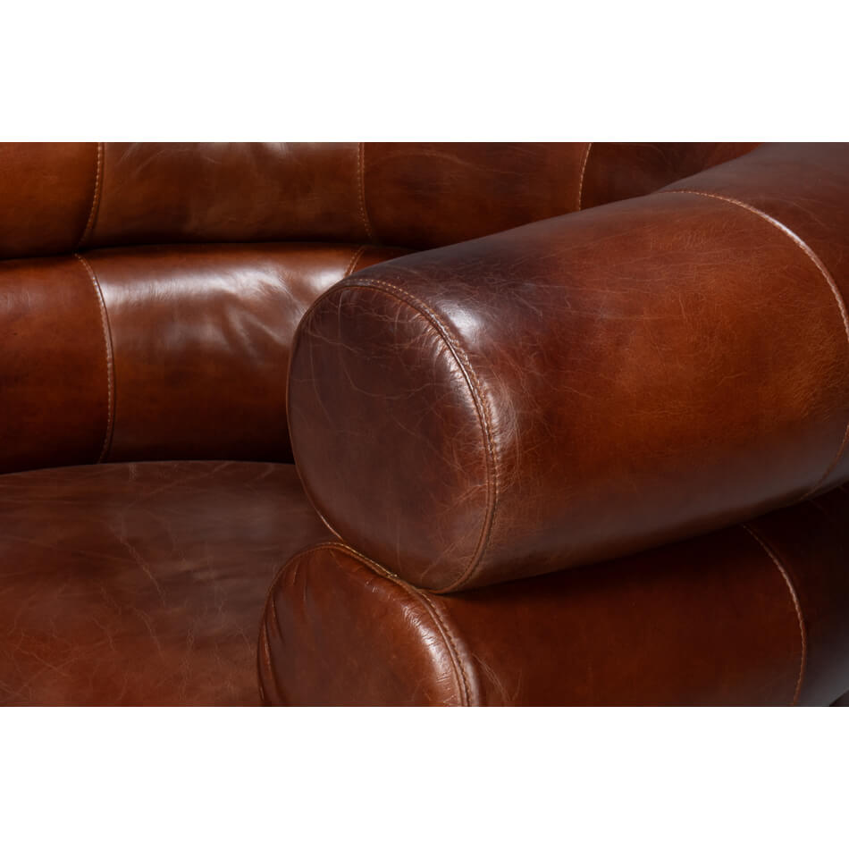 Brown Leather Swivel Chair - English Georgian America