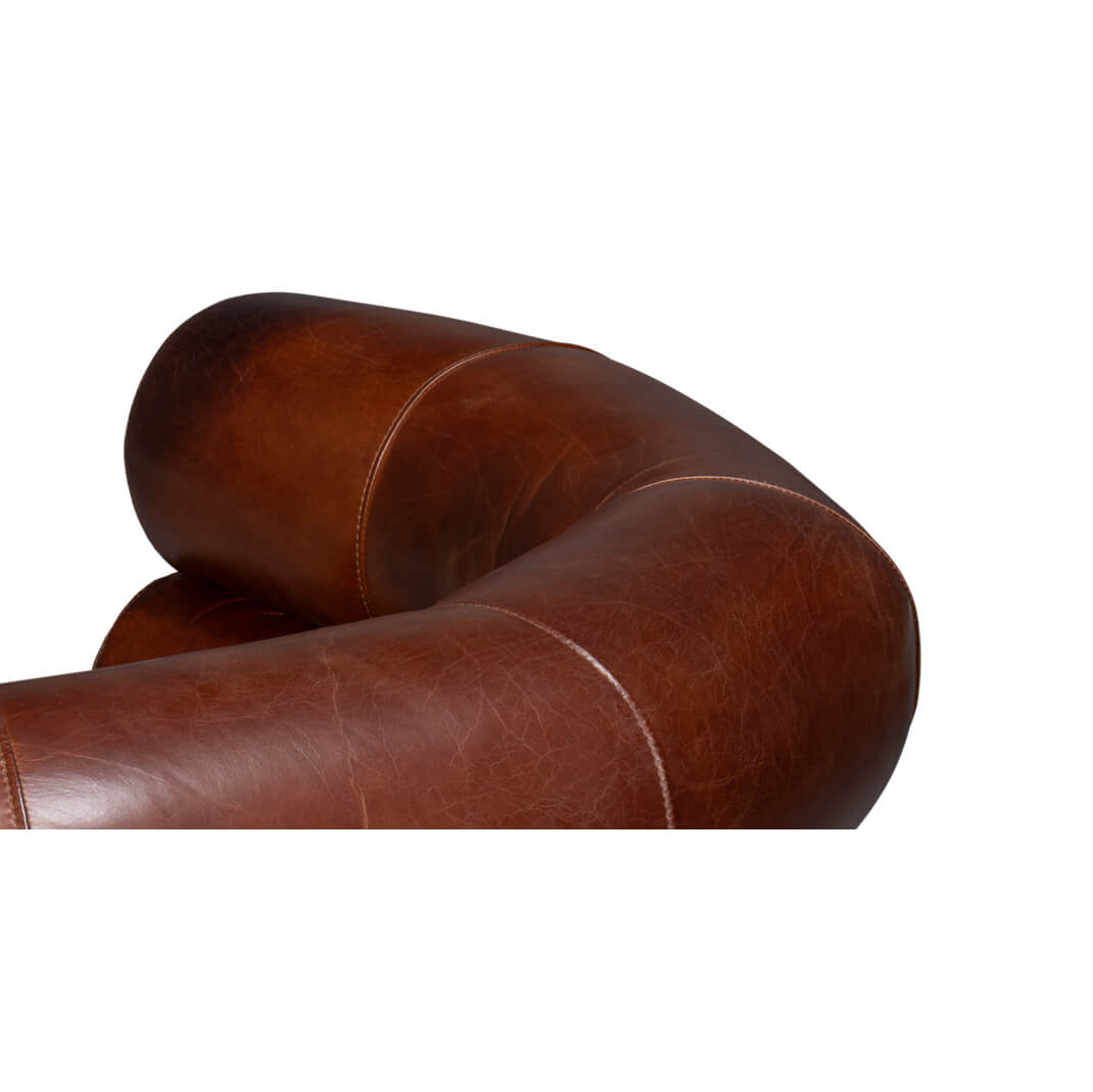 Brown Leather Swivel Chair - English Georgian America