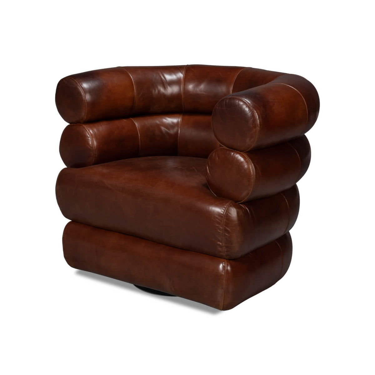 Brown Leather Swivel Chair - English Georgian America