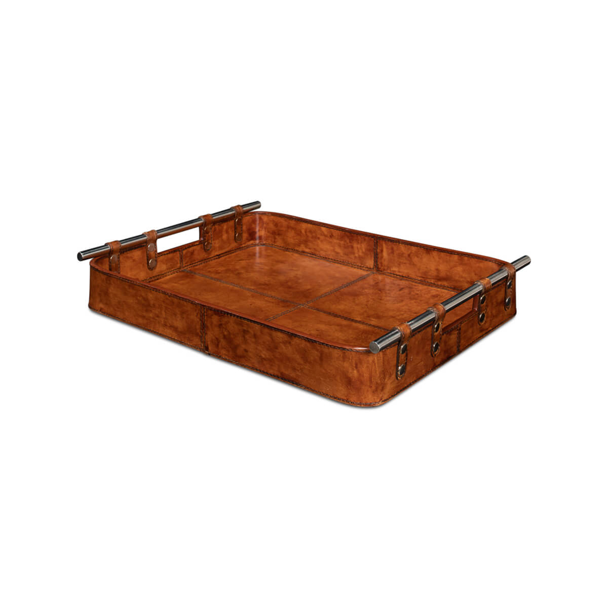 Brown Leather Tray - English Georgian America