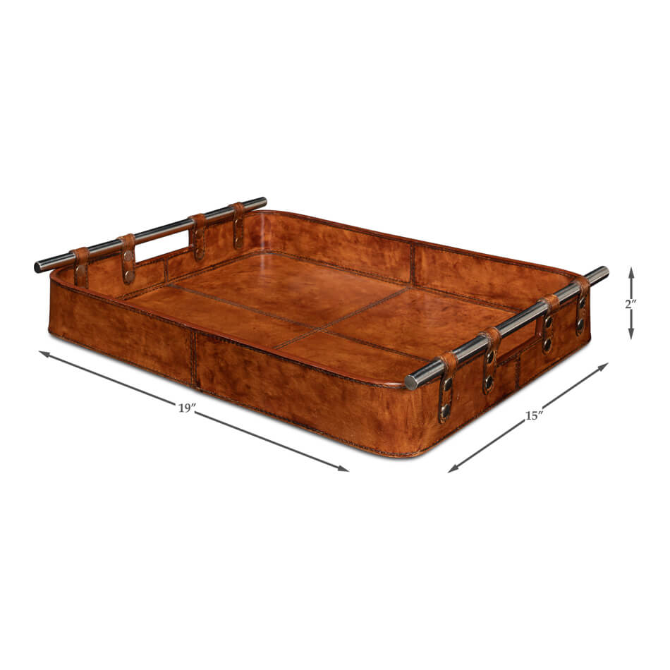 Brown Leather Tray - English Georgian America