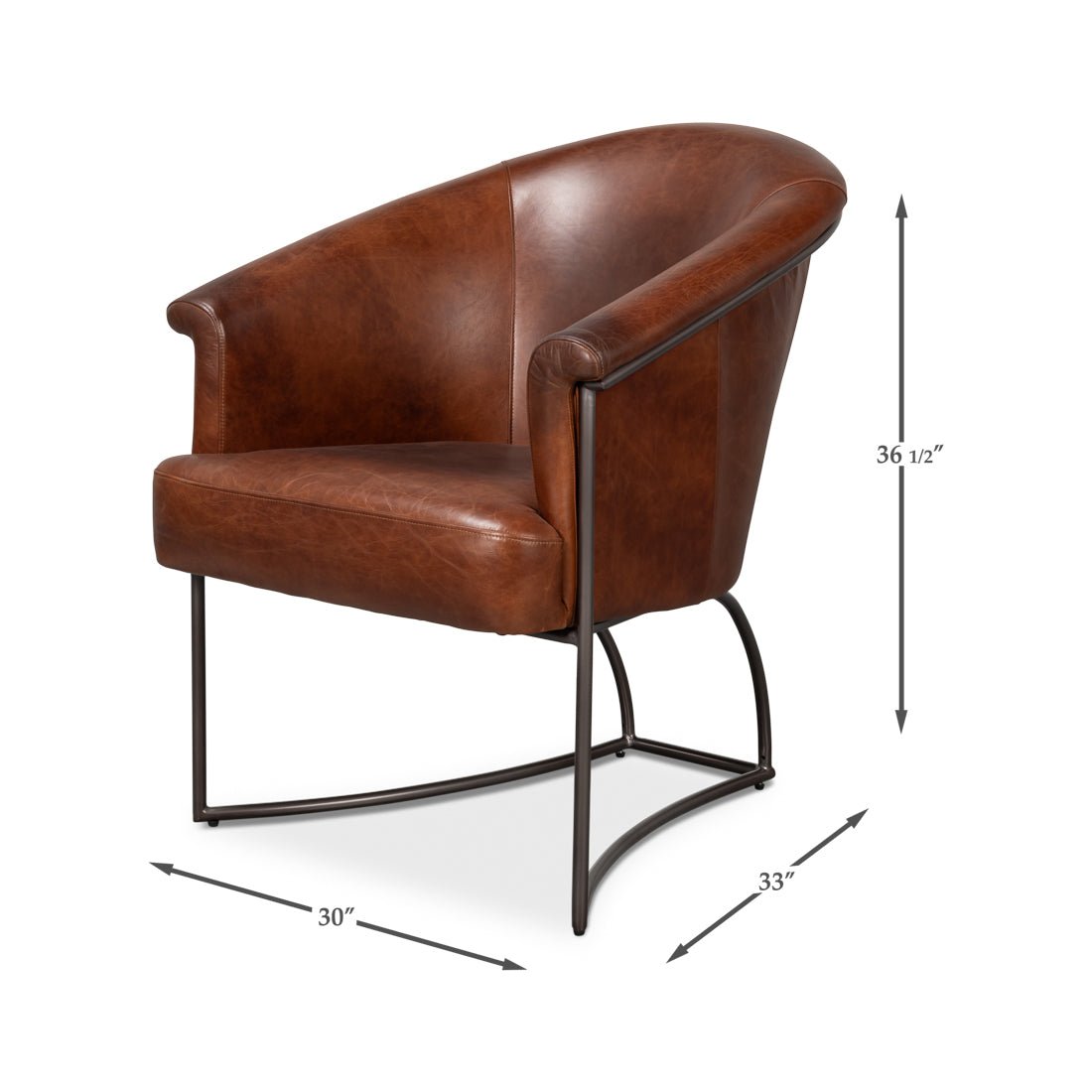 Brown Leather Tub Chair - English Georgian America