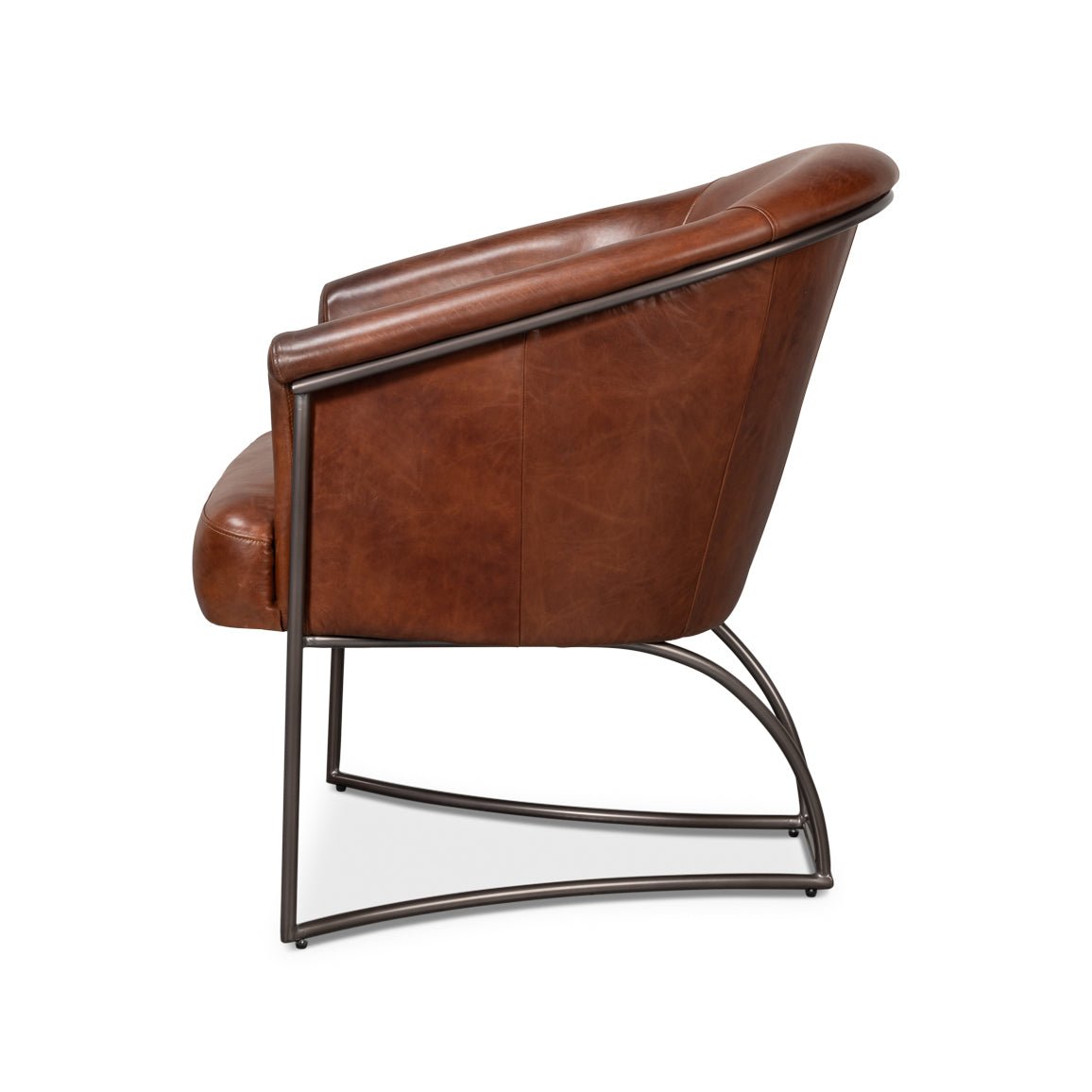 Brown Leather Tub Chair - English Georgian America